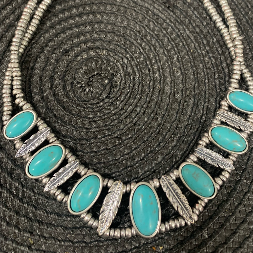 Lucky Brand Silver Color And Blue Topaz Stone Necklaces 15$